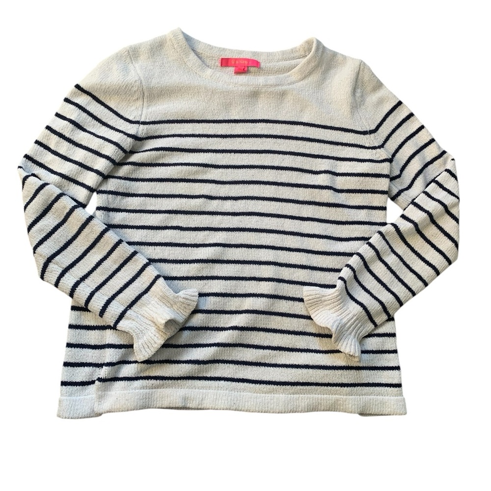 Lilly Pulitzer Crewneck KnitNavy Blue & White Striped Sweater S